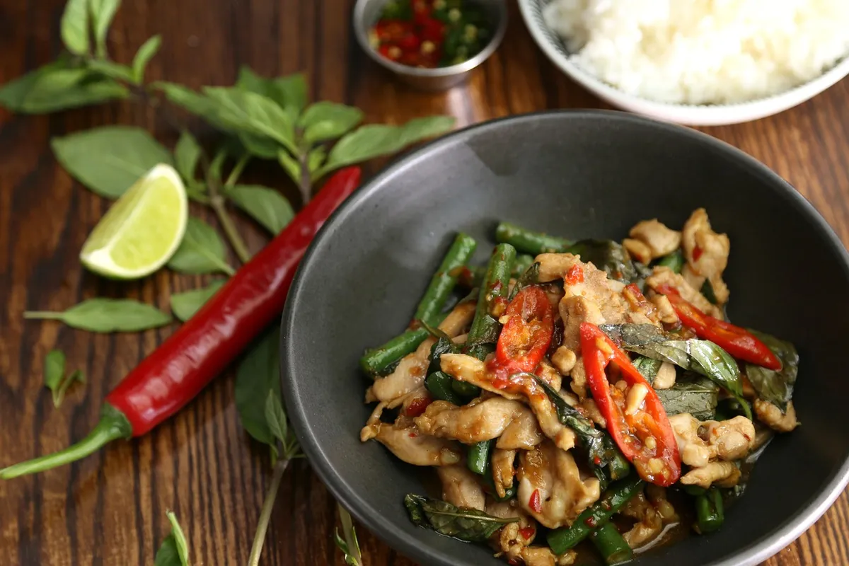 タイのバジル、タイの材料、タイの料理、チリ、スティーラー、フアホムデザイン、タイの料理、タイの料理、タイの料理、タイの料理、タイの料理